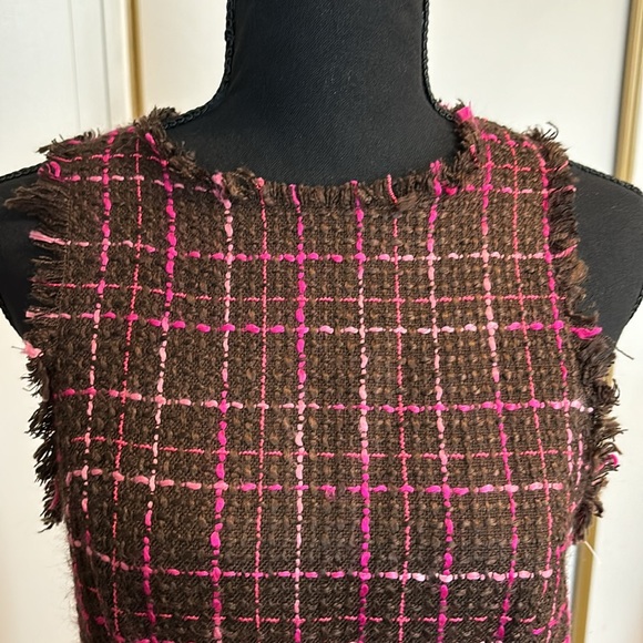Vintage Majorelle Brown and Pink Vintage Sleeveless Tweed Dress - Picture 7 of 15